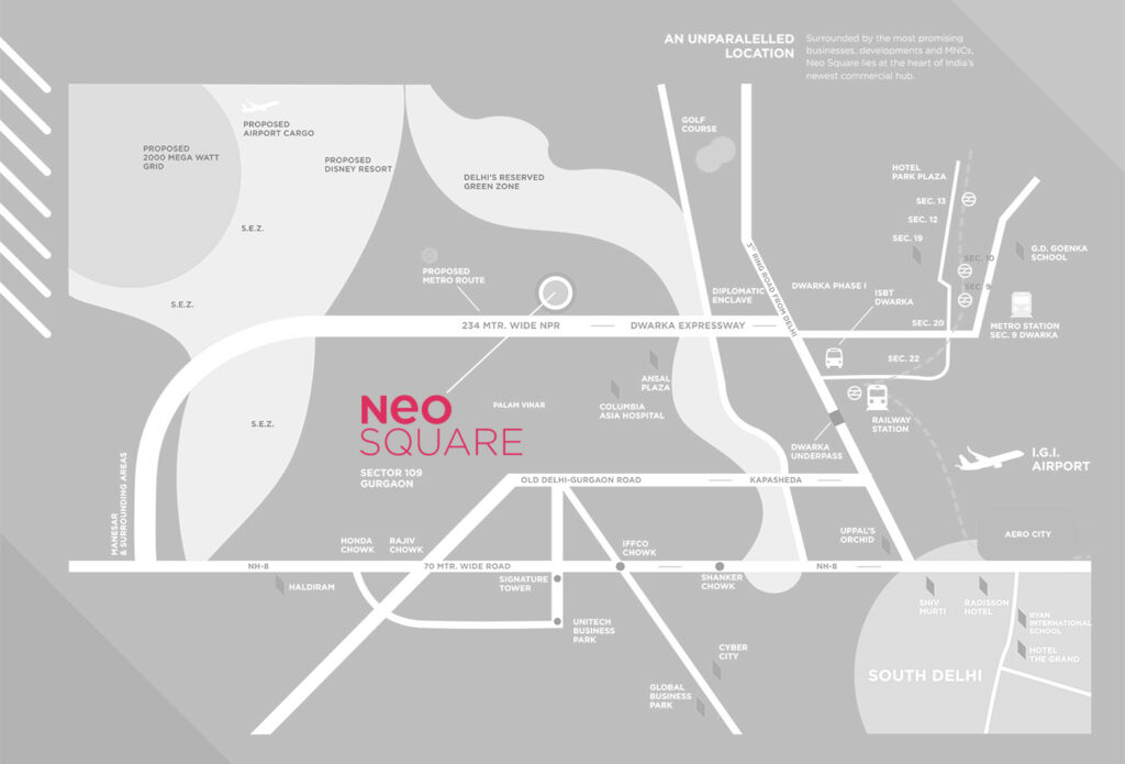 neo Square 109 gurgaon location, 